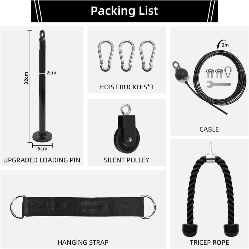 sunmeg LAT and Lift Pulley System, Weight Cable Machine for Power Cage & Squat Rack, LAT Pulldown Attachments for Triceps Pull Down, Biceps Curl, Back & Forearm Workouts - Home Gym Equipment - Image 2